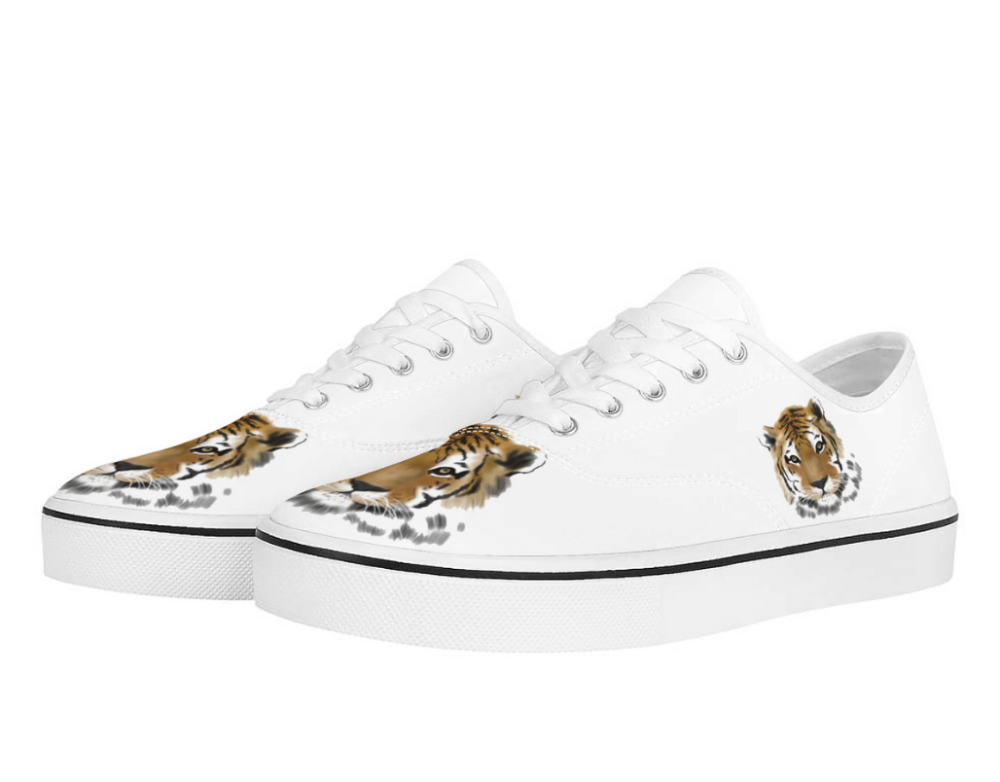 Realistic Tiger Portrait Canvas Sneakers